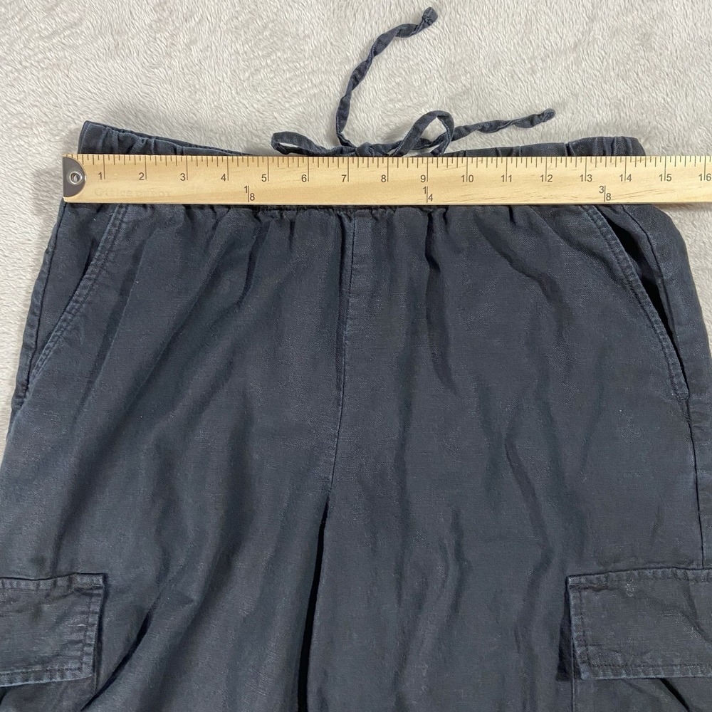 Gap Linen Blend Drawstring Wide Leg Cargo Pant Black Women S Coastal Casual Chic - Picture 5 of 10